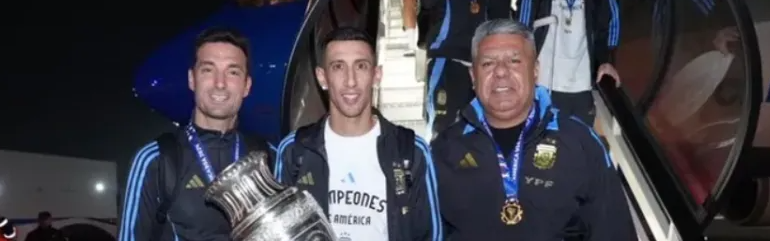  La selección argentina regresó al país tras ganar la Copa América