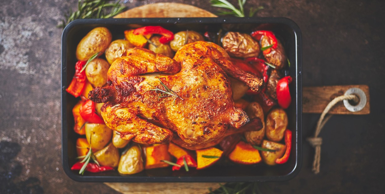 Pollo al horno con verduras